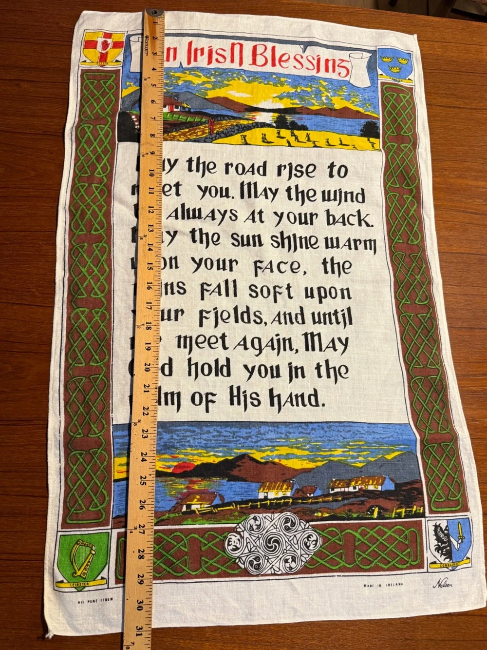 Vintage Irish Blessing linen Decorative Tea Towel made in Ireland